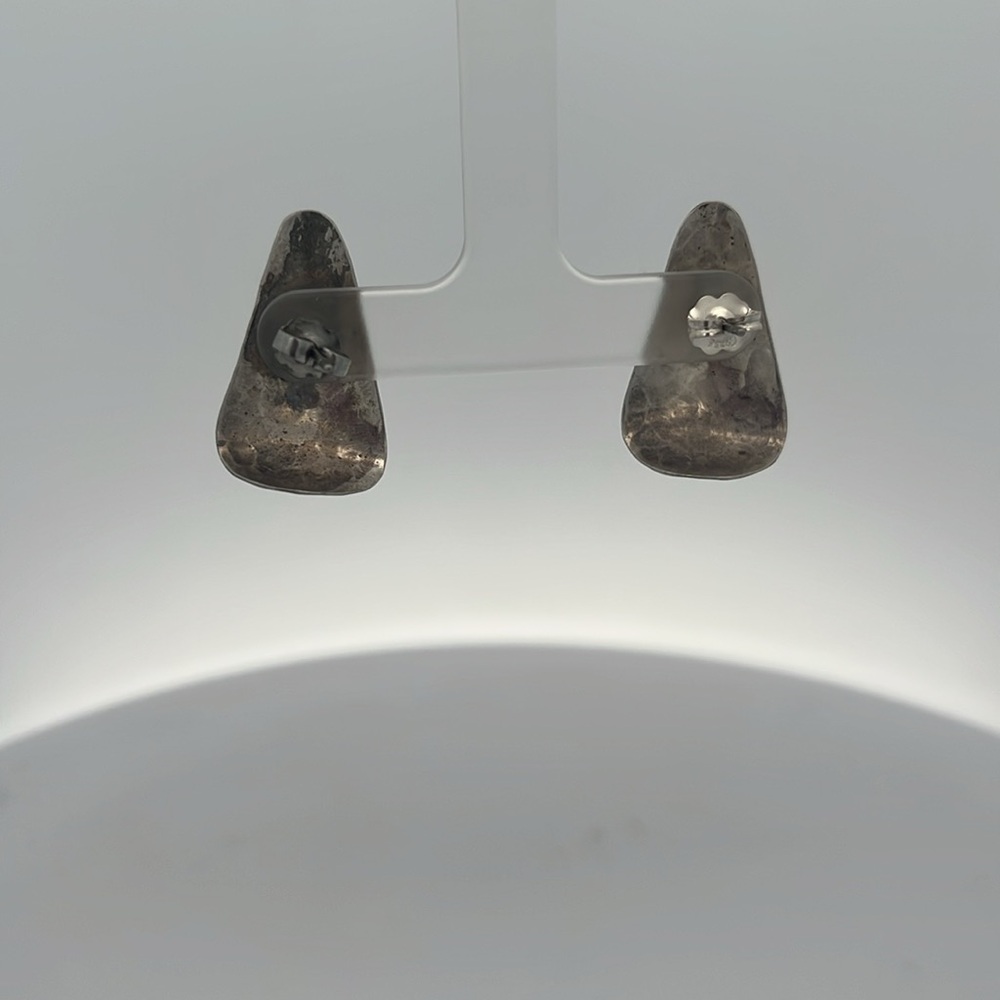 Sterling Silver Hammered Triangle Fashion Earrings - Picture 3 of 5